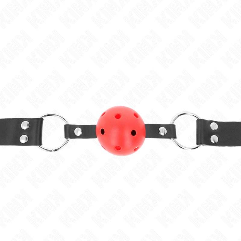 KINK - BREATHABLE BALL 4 CM GAG WITH DOUBLE RIVET RED 62.5 x 2.5 CM ADJUSTABLE 42-58 CM - Bild 4