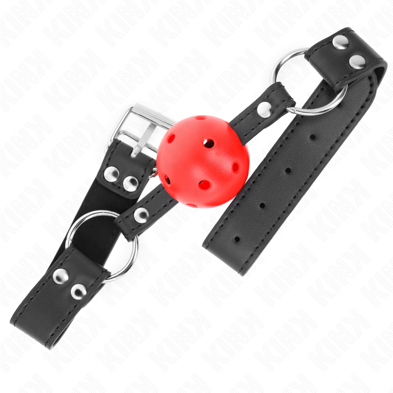 Alternative view of KINK - BREATHABLE BALL 4 CM GAG WITH DOUBLE RIVET LEATHER 62.5 x 2.5 CM ADJUSTABLE 42-58 CM