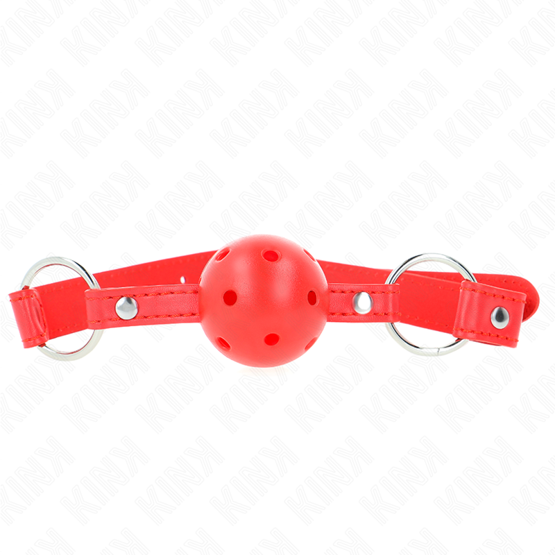 KINK - BREATHABLE BALL 4 CM GAG WITH DOUBLE RIVET MODEL 1 RED 62.5 x 2.5 CM ADJUSTABLE 42-58 CM - Bild 3