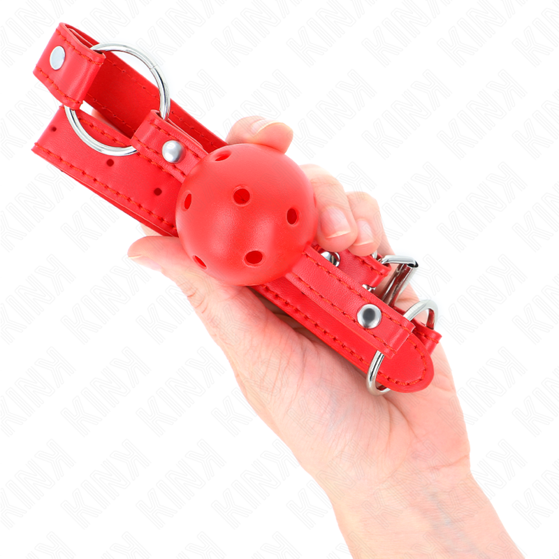 KINK - BREATHABLE BALL 4 CM GAG WITH DOUBLE RIVET MODEL 1 RED 62.5 x 2.5 CM ADJUSTABLE 42-58 CM - Bild 4