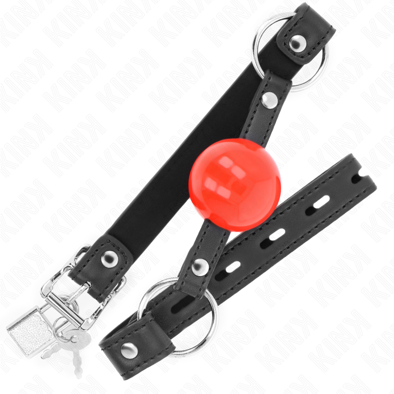 Alternative view of KINK - BALL 4 CM GAG WITH LOCK RED BALL BLACK STRAP 60 x 2 CM