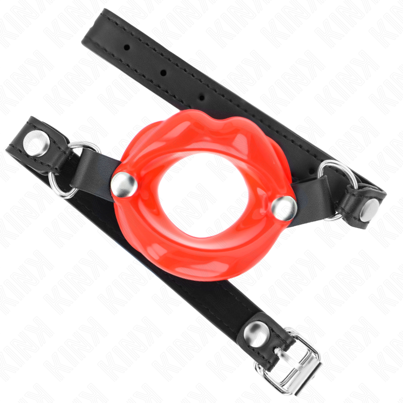 KINK - LIP 8 CM GAG WITH RED LEATHERETTE STRAP 63 x 2 CM ADJUSTABLE 39-58 CM - Bild 3