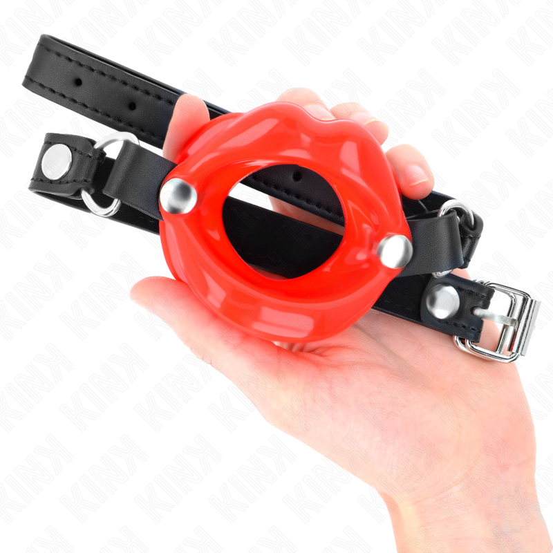 KINK - LIP 8 CM GAG WITH RED LEATHERETTE STRAP 63 x 2 CM ADJUSTABLE 39-58 CM - Bild 4