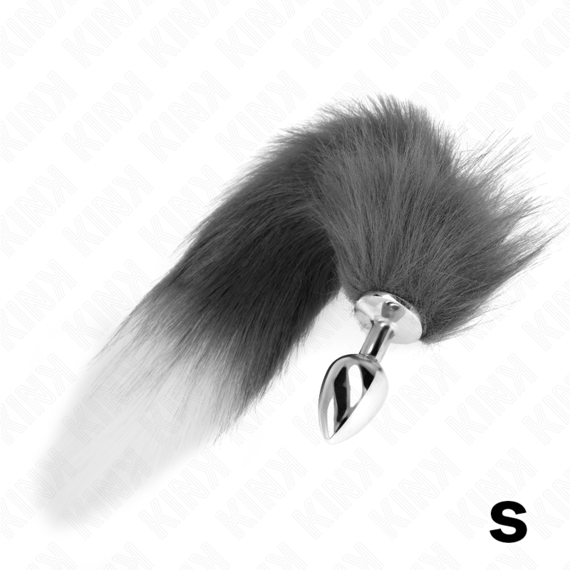 KINK - ANAL PLUG SIZE S 7 X 3 CM WITH SYNTHETIC TAIL 40 CM GREY AND WHITE - Bild 3