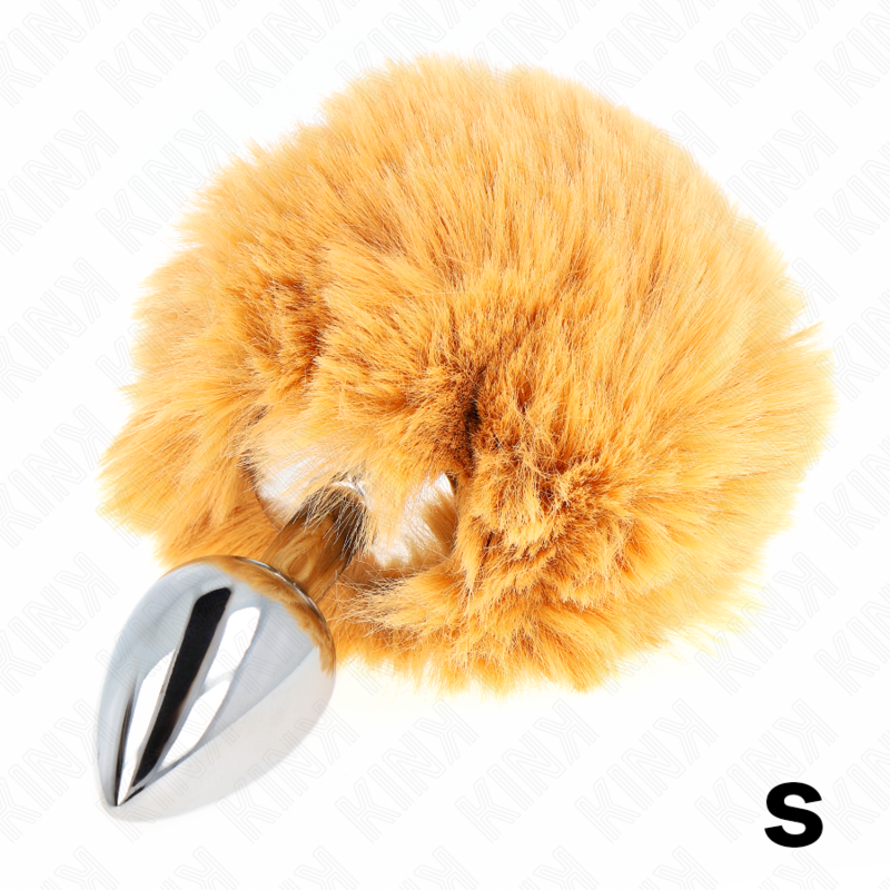 KINK - STAINLESS STEEL PLUG 7 x 3 CM WITH BEIGE FAUX FUR RABBIT TAIL 8 CM - Bild 3