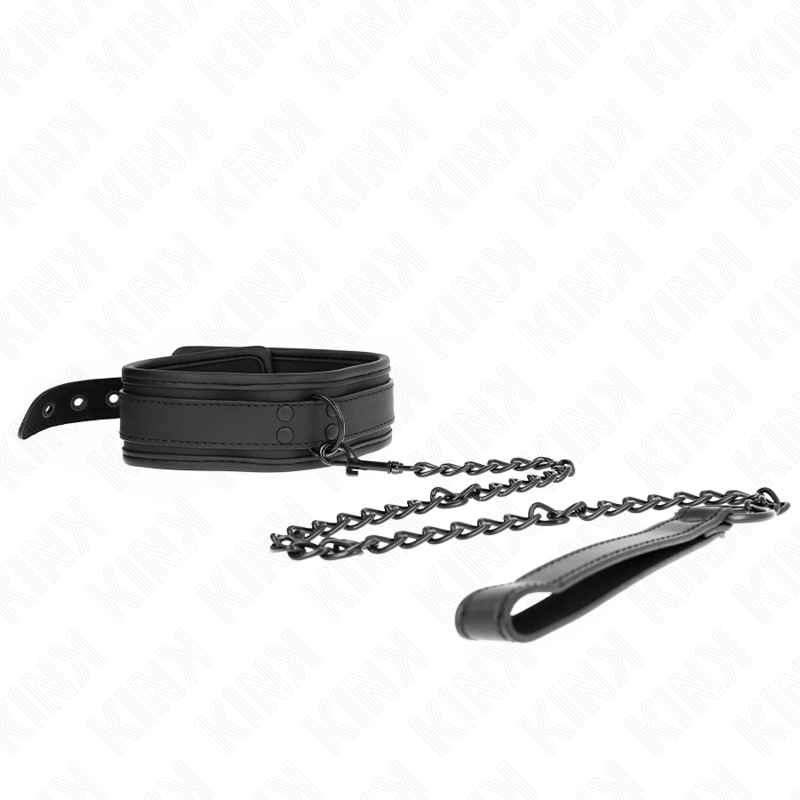 Alternative view of KINK - NEOPRENE BONDAGE COLLAR MODEL 1 WITH BELT 78 CM ADJUSTABLE 37.5 X 49.5 CM