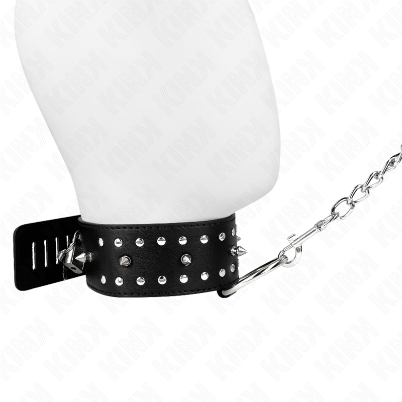 KINK - NECKLACE WITH LEASH 65 CM WITH SILVER STUDS MODEL 1 ADJUSTABLE 36-43 CM X 5 CM - Bild 3