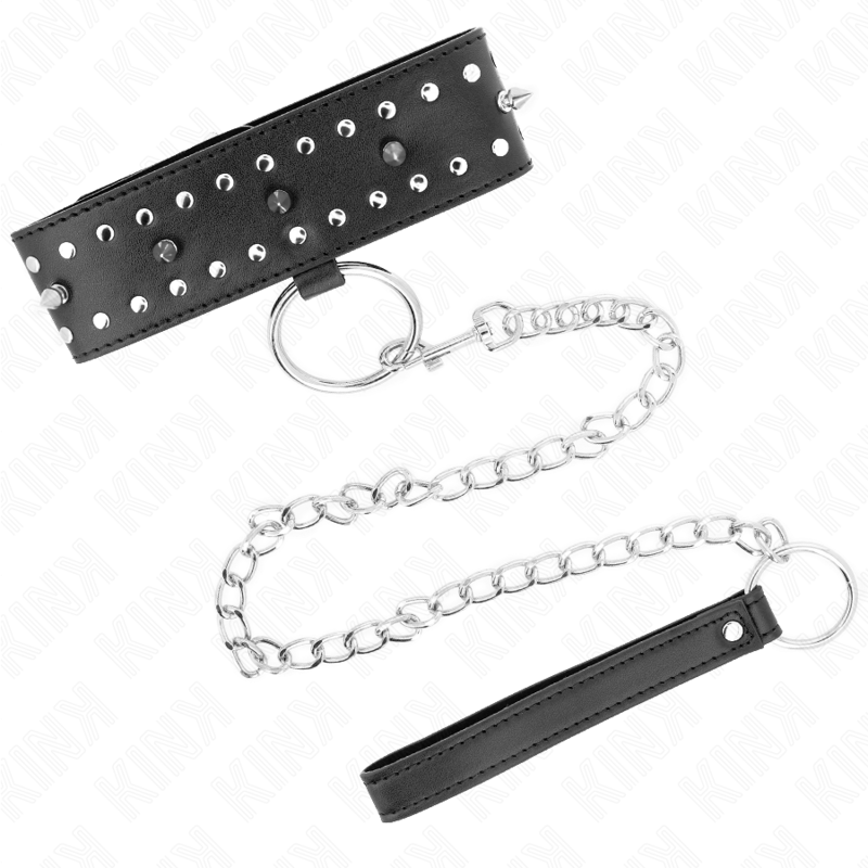 KINK - NECKLACE WITH LEASH 65 CM WITH SILVER STUDS MODEL 1 ADJUSTABLE 36-43 CM X 5 CM - Bild 4