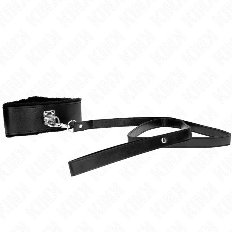 Alternative view of KINK - NECKLACE WITH LEASH 116 CM WITH SILVER STUDS MODEL 4 BLACK ADJUSTABLE 40-48 CM X 6 CM