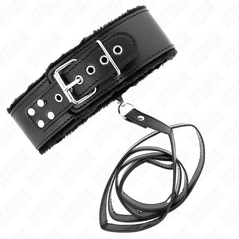 KINK - NECKLACE WITH LEASH 116 CM WITH SILVER STUDS MODEL 4 BLACK ADJUSTABLE 40-48 CM X 6 CM - Bild 4