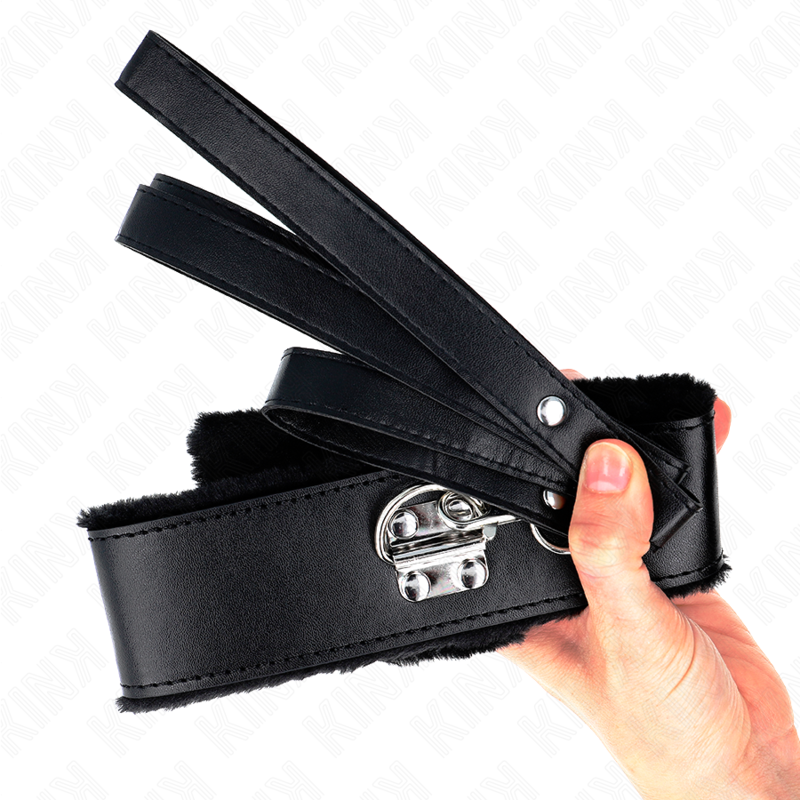 KINK - NECKLACE WITH LEASH 116 CM WITH SILVER STUDS MODEL 4 BLACK ADJUSTABLE 40-48 CM X 6 CM - Bild 3