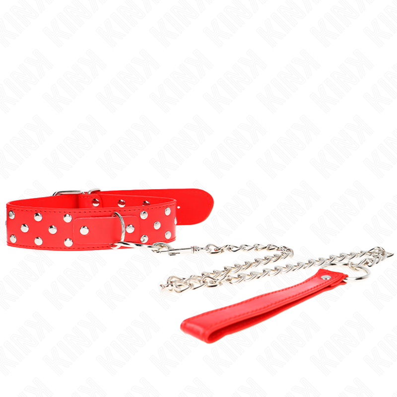KINK - RING RIVET STRAP NECKLACE WITH BELT 65 CM RED ADJUSTABLE 36-50 CM X 3.8 CM - Bild 3