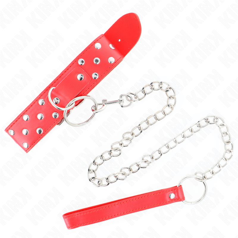 KINK - RING RIVET STRAP NECKLACE WITH BELT 65 CM RED ADJUSTABLE 36-50 CM X 3.8 CM - Bild 4