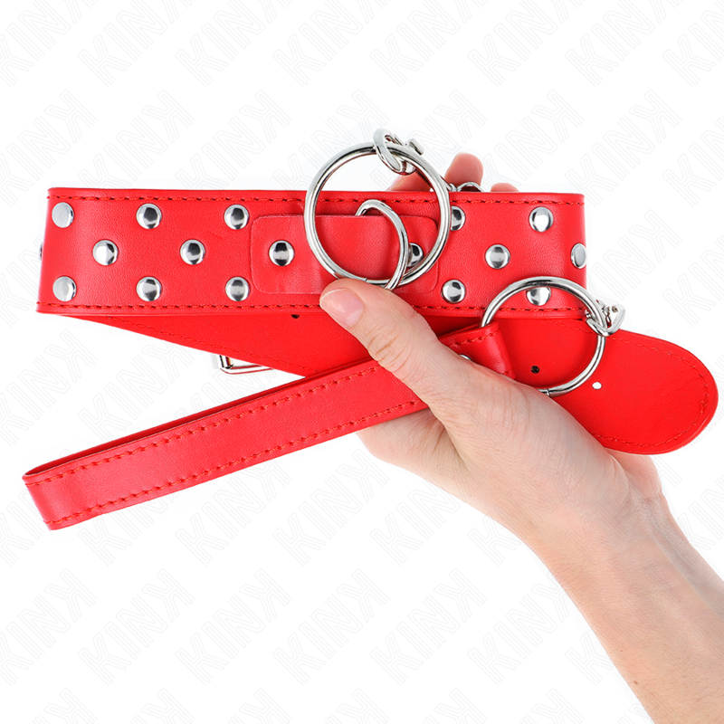 KINK - RING RIVET STRAP NECKLACE WITH BELT 65 CM RED ADJUSTABLE 36-50 CM X 3.8 CM - Bild 5