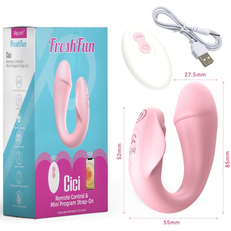 ARMONY - FRESHFUN CICI STAP-ON VIBRATOR REMOTE CONTROL AND APP 10 VIBRATIONS PINK - Bild 3