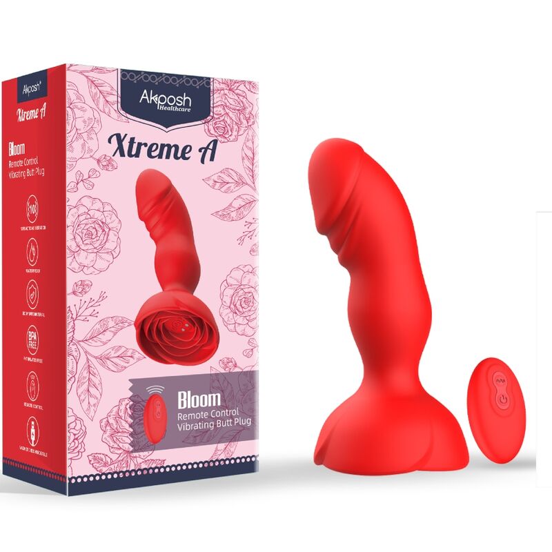 Alternative view of ARMONY - EXTREME A BLOOM ROSE VIBRATOR & ANAL PLUG REMOTE CONTROL RED