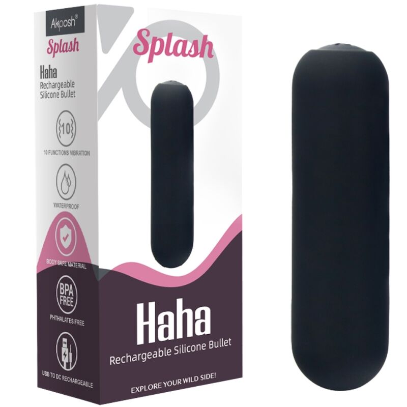ARMONY - SPLASH HAHA VIBRATOR BULLET SILICONE 10 VIBRATIONS 75 X 19 CM BLACK - Bild 5