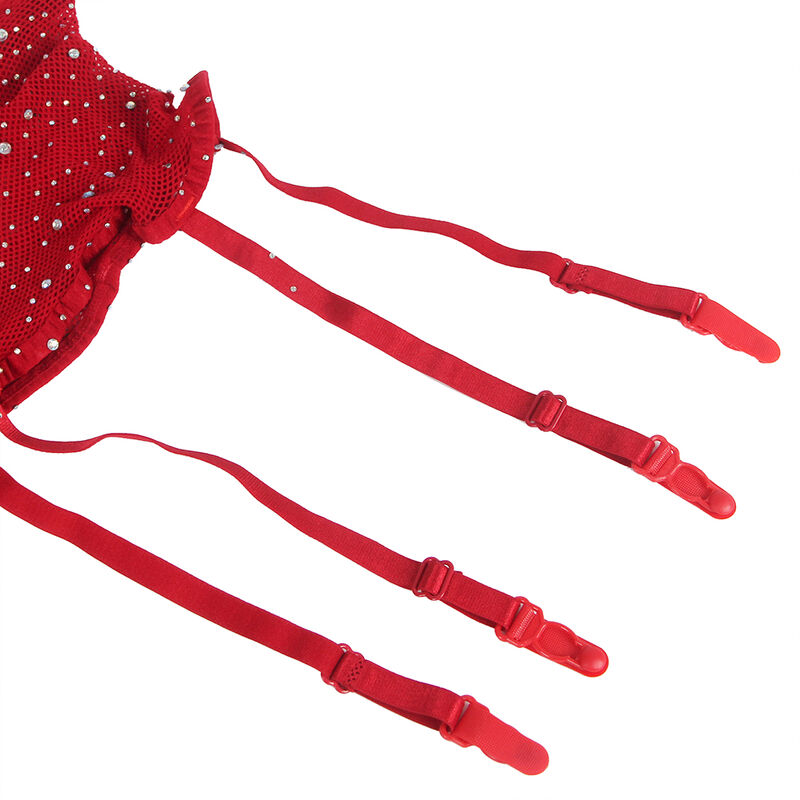 SUBBLIME - 952181 FISHNET BODYSTOCKING WITH GLOVES AND DIAMONDS RED ONE SIZE - Bild 8