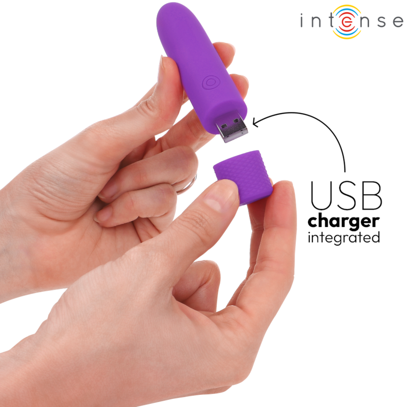 INTENSE - SYMONE USB RECHARGEABLE VIBRATING BULLET 8 VIBRATIONS PURPLE 10 X 2.2 CM - Bild 6