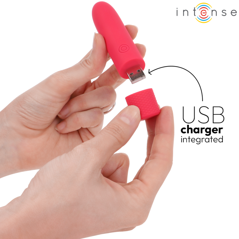 INTENSE - SYMONE USB RECHARGEABLE VIBRATING BULLET 8 VIBRATIONS RED 10 X 2.2 CM - Bild 5