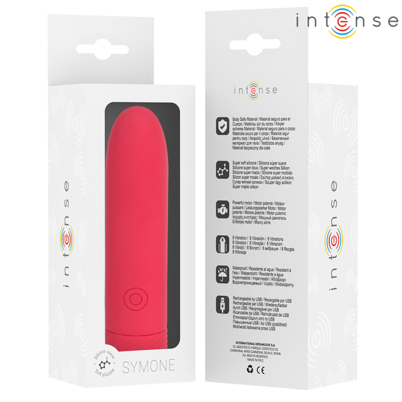 INTENSE - SYMONE USB RECHARGEABLE VIBRATING BULLET 8 VIBRATIONS RED 10 X 2.2 CM - Bild 7