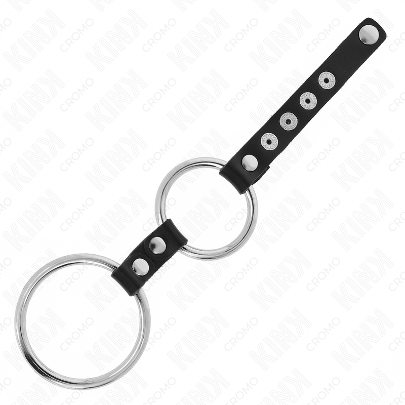 KINK - DOUBLE METAL PENIS RING 3.8 CM TO 5 CM CONNECTED WITH LEATHER - Bild 4