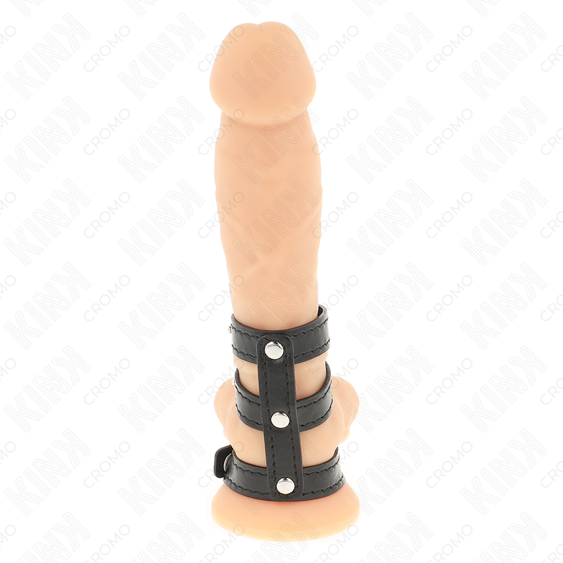 KINK - TRIPLE LEATHER PENIS RING WITH PRESSURE CLOSURE - Bild 5