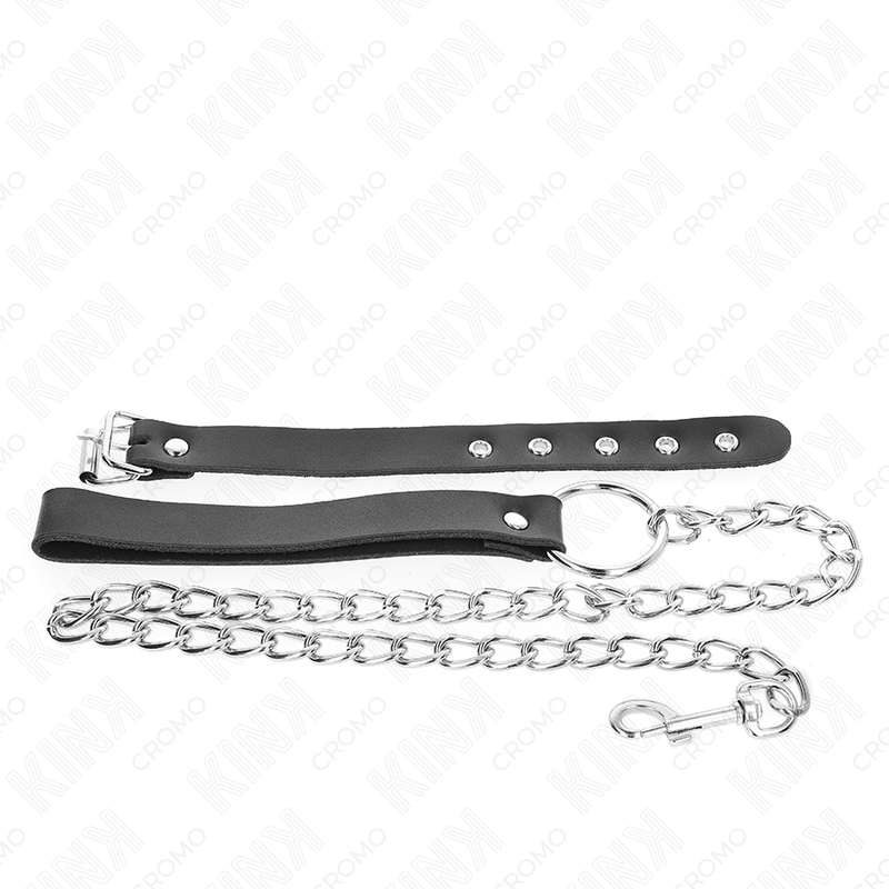 KINK - LEATHER PENIS RING WITH STRAP 21.5 X 2 CM AND METAL CHAIN 60 CM - Bild 2