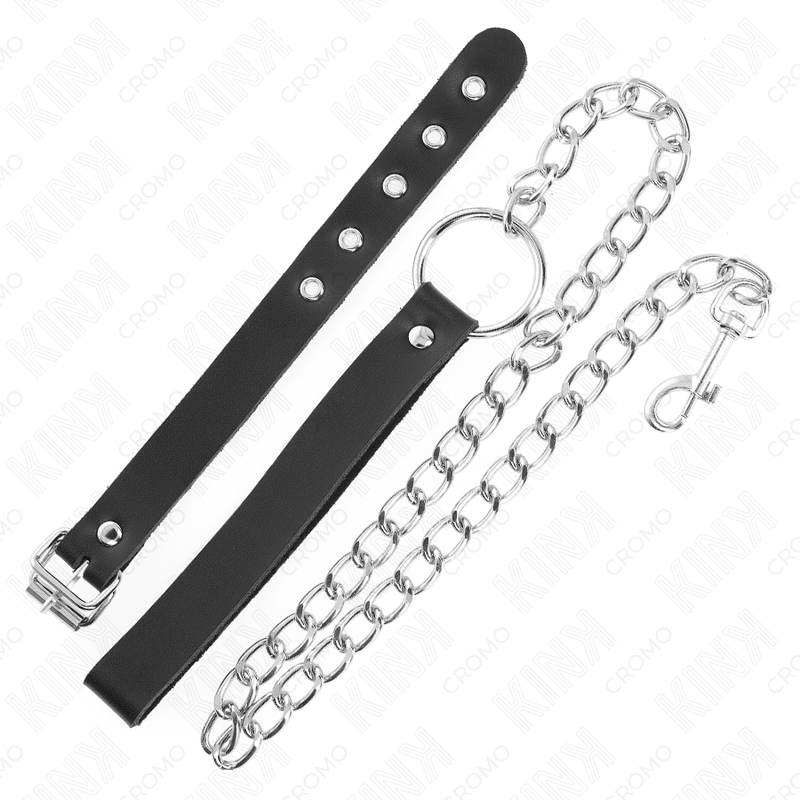 KINK - LEATHER PENIS RING WITH STRAP 21.5 X 2 CM AND METAL CHAIN 60 CM - Bild 4