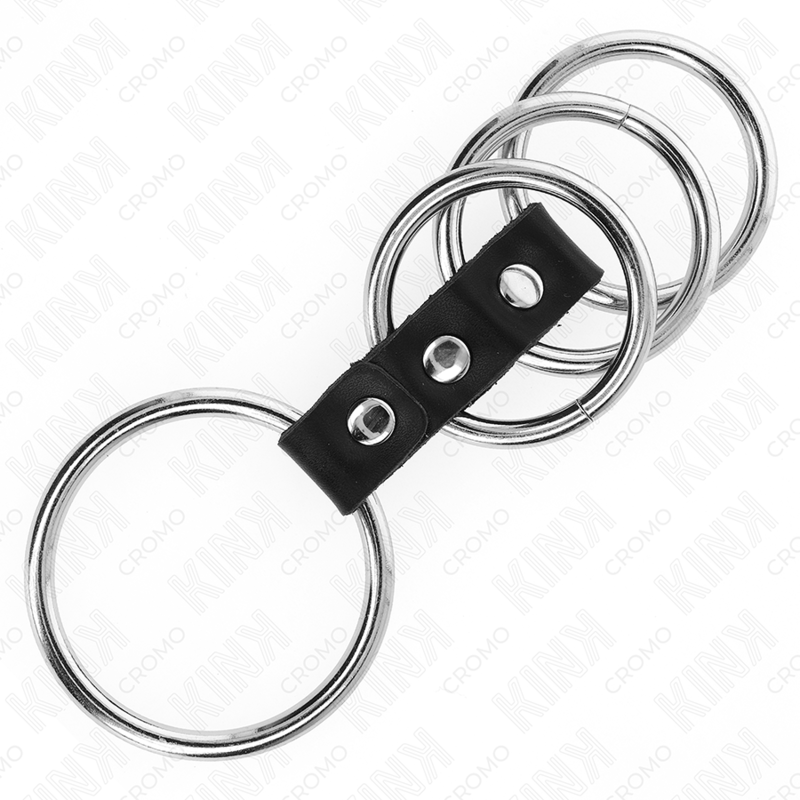 KINK - 4 METAL PENIS RINGS 3.7 CM TO 5 CM CONNECTED BY LEATHER - Bild 4