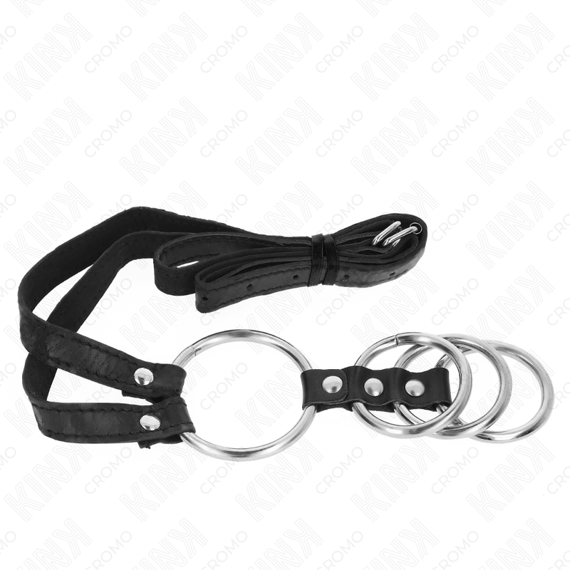 KINK - 4 CONNECTED METAL PENIS RINGS 3.8 CM TO 5 CM WITH LEATHER BELT 112 CM - Bild 3