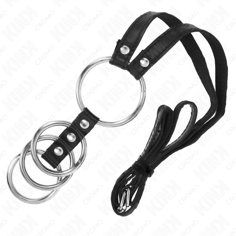 KINK - 4 CONNECTED METAL PENIS RINGS 3.8 CM TO 5 CM WITH LEATHER BELT 112 CM - Bild 5