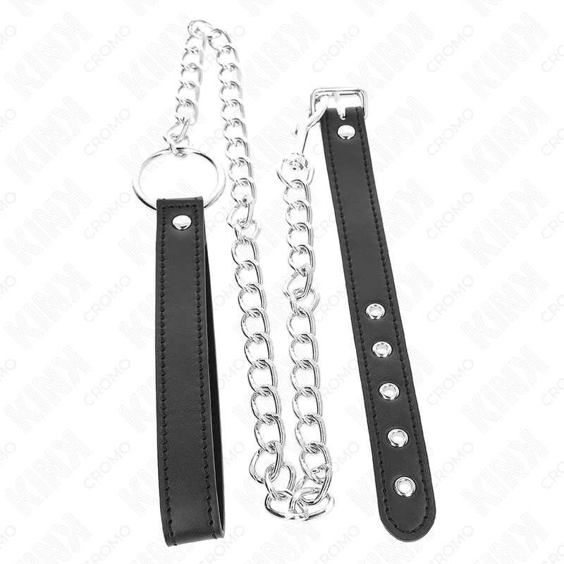 Alternative view of KINK - LEATHER PENIS RING 21.5 X 2 CM WITH 60 CM METAL CHAIN AND LEATHER STRAP
