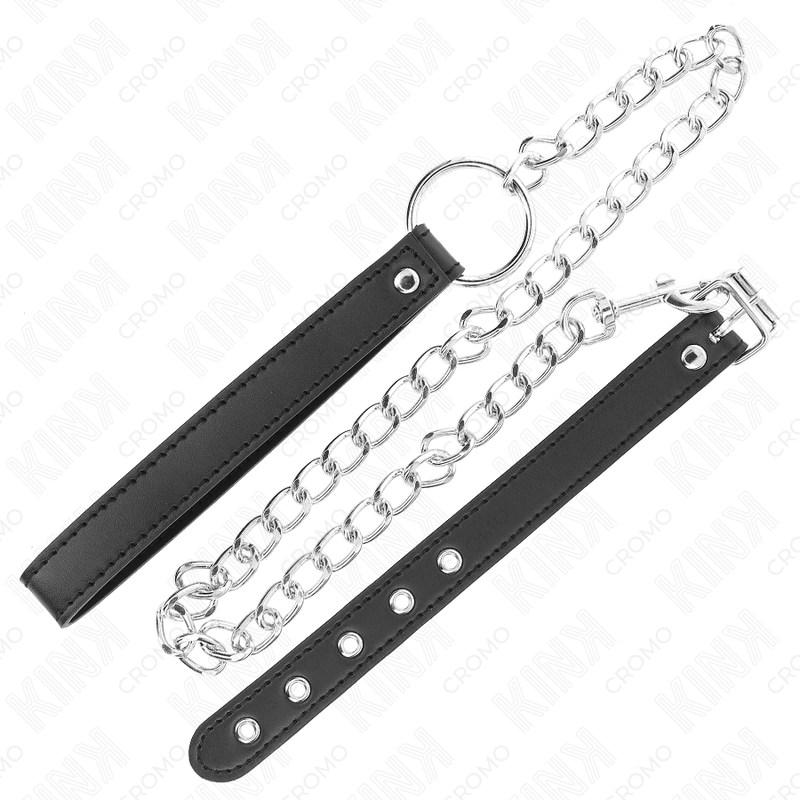 KINK - LEATHER PENIS RING 21.5 X 2 CM WITH 60 CM METAL CHAIN AND LEATHER STRAP - Bild 3