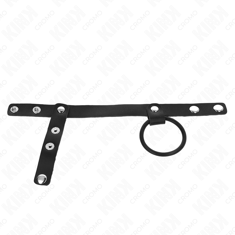 Alternative view of KINK - SILICONE PENIS RING 3.8 CM WITH BALL DIVIDER AND LEATHER STRAP 22 X 1.5 CM