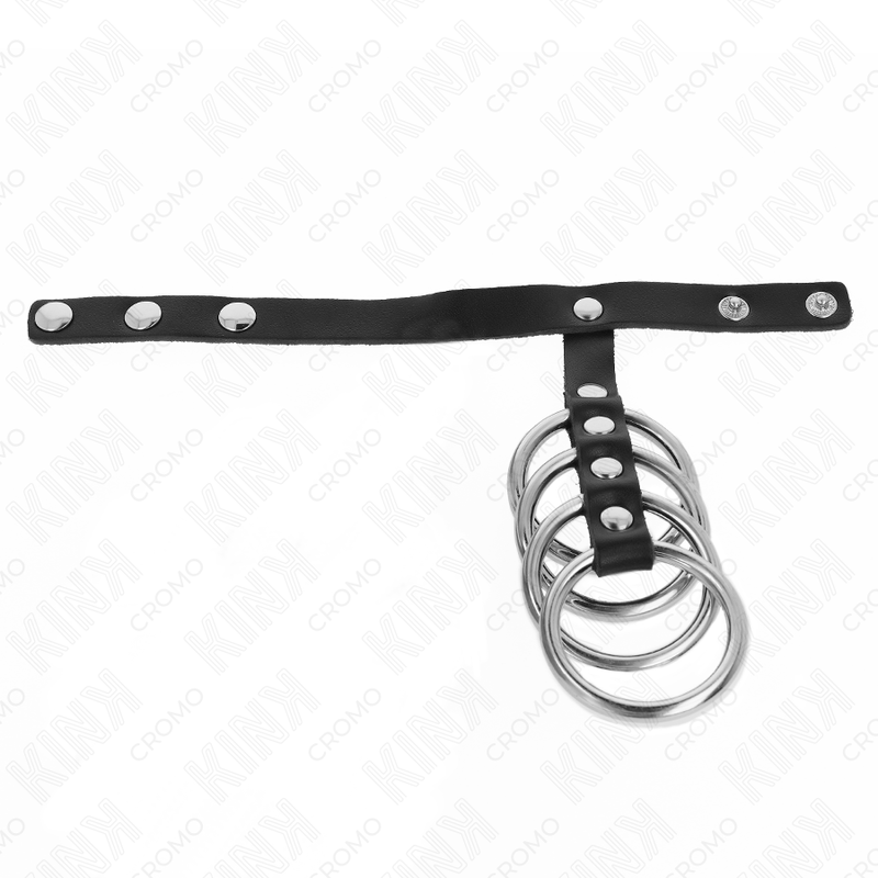 Alternative view of KINK - 4 METAL PENIS RINGS 3.8 CM CONNECTED WITH LEATHER STRAP 22 X 1.5 CM AND PRESSURE CLOSURE