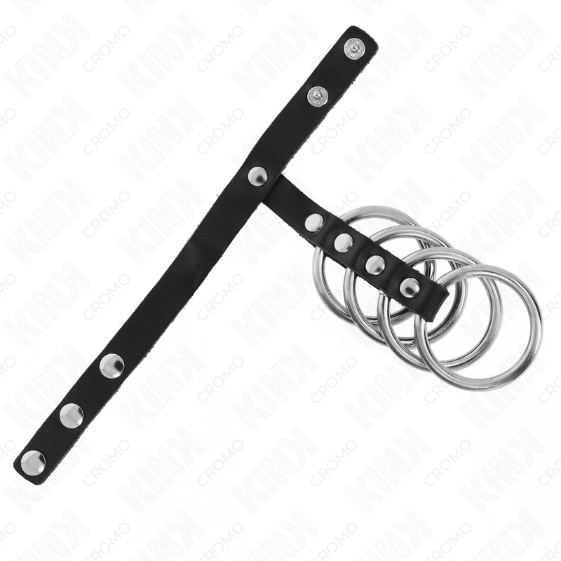 KINK - 4 METAL PENIS RINGS 3.8 CM CONNECTED WITH LEATHER STRAP 22 X 1.5 CM AND PRESSURE CLOSURE - Bild 3