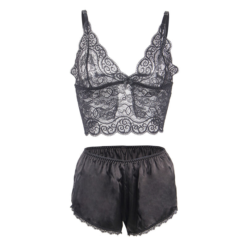 SUBBLIME - 953911 SILK AND LACE NIGHTGOWN + PANTIES BLACK S/M - Bild 7