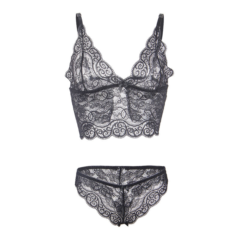 SUBBLIME - 953911 SILK AND LACE NIGHTGOWN + PANTIES BLACK S/M - Bild 12