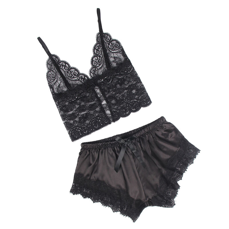 SUBBLIME - 953942 CASUAL SILK NIGHTGOWN + LACE PANTS BLACK L/XL - Bild 3