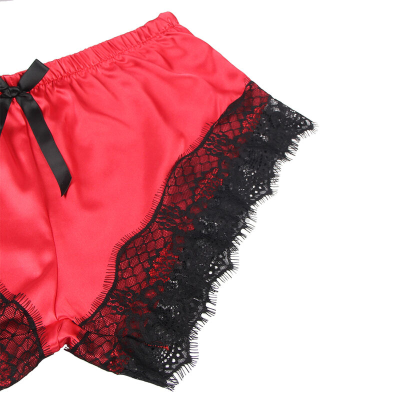 SUBBLIME - 953959 CASUAL SILK NIGHTGOWN + LACE PANTS BLACK/RED S/M - Bild 4