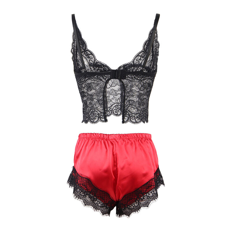 SUBBLIME - 953959 CASUAL SILK NIGHTGOWN + LACE PANTS BLACK/RED S/M - Bild 5