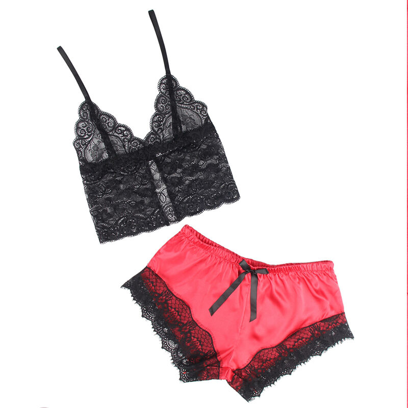 SUBBLIME - 953966 CASUAL SILK NIGHTGOWN + LACE PANTS BLACK/RED L/XL - Bild 3