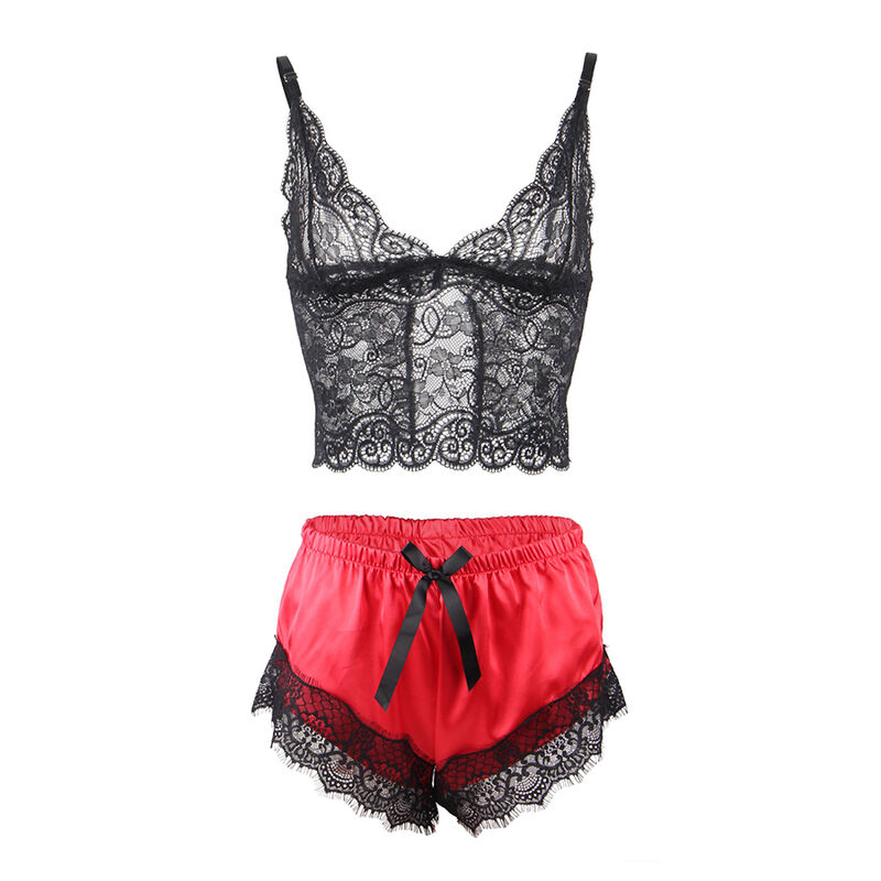 SUBBLIME - 953966 CASUAL SILK NIGHTGOWN + LACE PANTS BLACK/RED L/XL - Bild 8