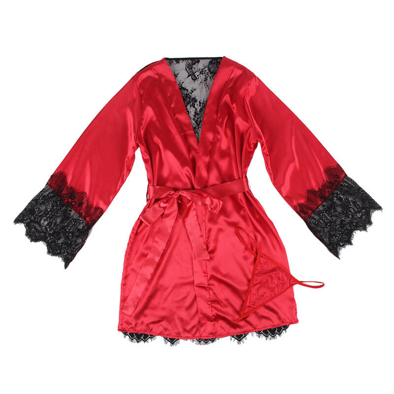 SUBBLIME - 954017 LACE SHEER BACK CAMISOLE + THONG RED/BLACK S/M - Bild 11