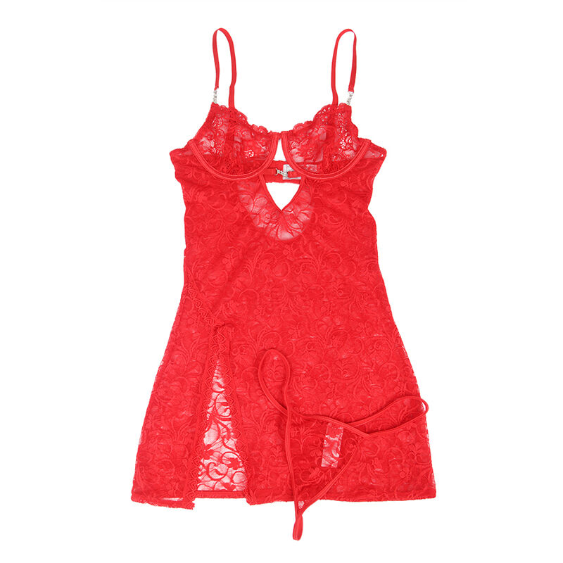 SUBBLIME - 954215 LACE BABYDOLL WITH ADJUSTABLE STRAPS RED L/XL - Bild 4