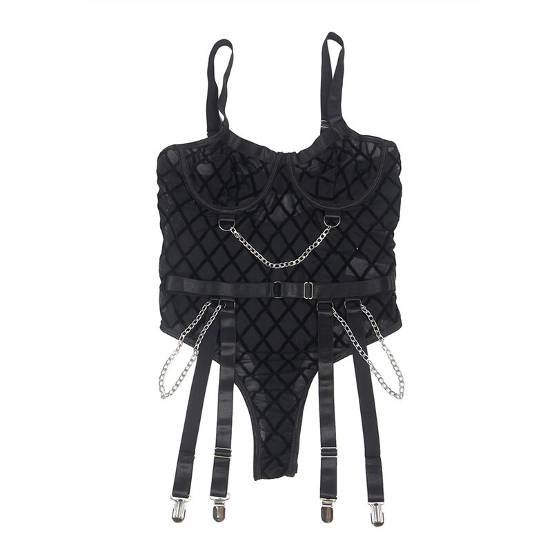 SUBBLIME - 954260 BODY WITH CHAINS + GARTER BELT BLACK S/M - Bild 8