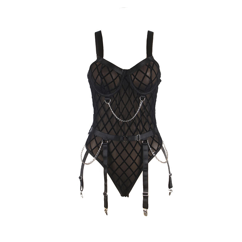 SUBBLIME - 9542277 BODY WITH CHAINS + GARTER BELT BLACK L/XL - Bild 4
