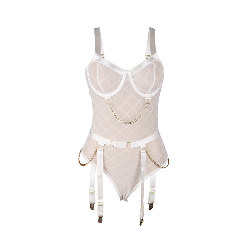 SUBBLIME - 954284 BODY WITH CHAINS + GARTER BELT WHITE S/M - Bild 3
