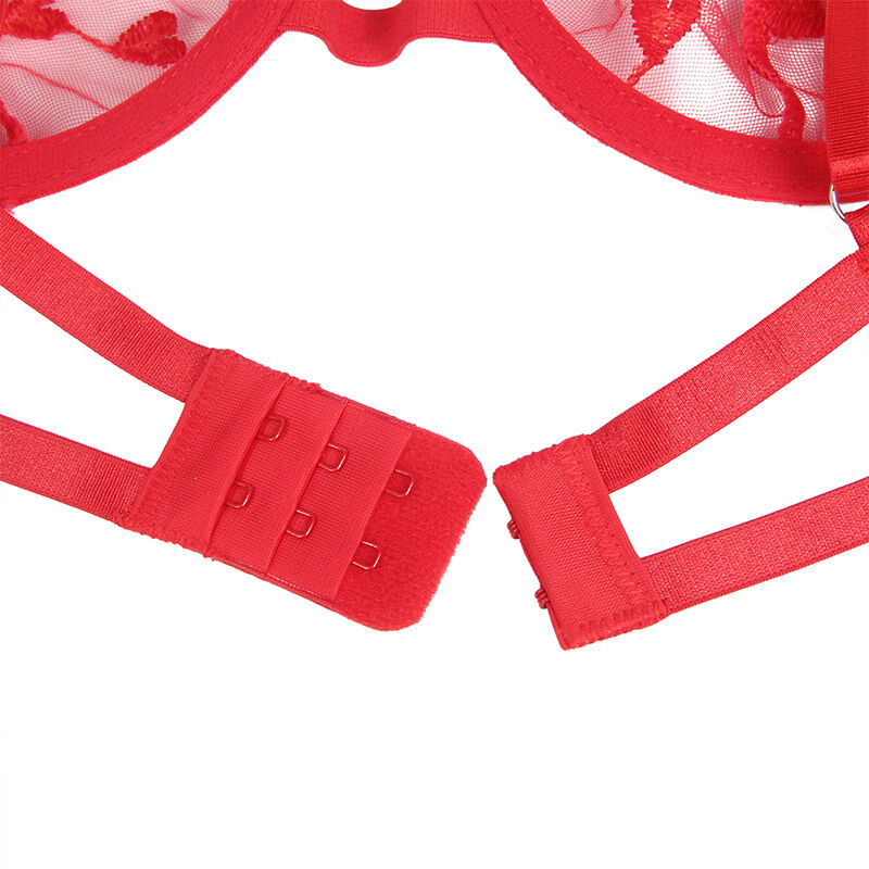 SUBBLIME - 954338 HEART PRINT BRA + THONG + GARTER BELT RED L/XL - Bild 9